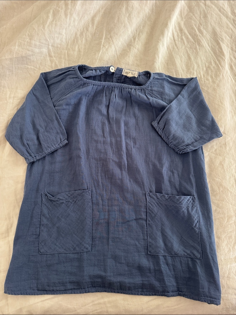 Mabo Girls' Casual Blue Pocket Dress
